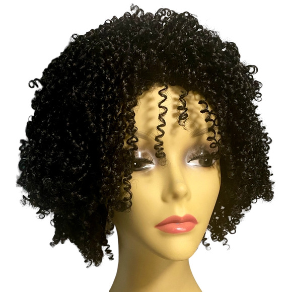 Spiral Twist Coil Curl Wig ASHRO Jet Black Afro Women Teens - NWT - A1030W - Picture 9 of 10
